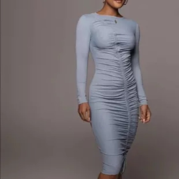 JLUXLABEL BLUE AKEMI RUCHED DRESS - Picture 2 of 3